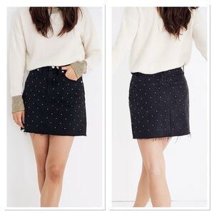 Madewell Rigid Denim A-Line Mini Skirt: Metallic Dots Edition Sz 30